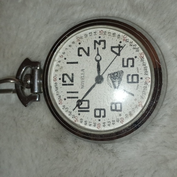 Novella Silver Tone Train Pocket Watch - Picture 3 of 5